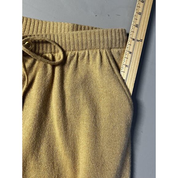 St John Pants Womens 12 Tan 100% Cashmere Knit Wide Leg Drawstring Lounge - Picture 6 of 11